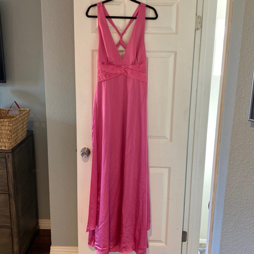 Beautiful BCBGMaxAzria dark pink evening gown with twist back